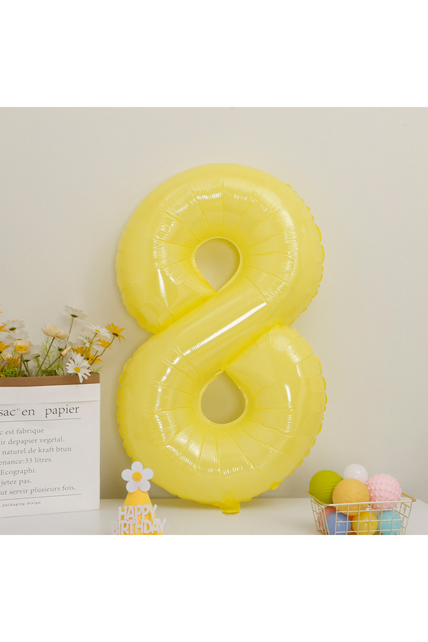 40inch 8 Lemon Yellow Digital Balloon Aaluminum Film Number Balloons Children Adult Party Decoration