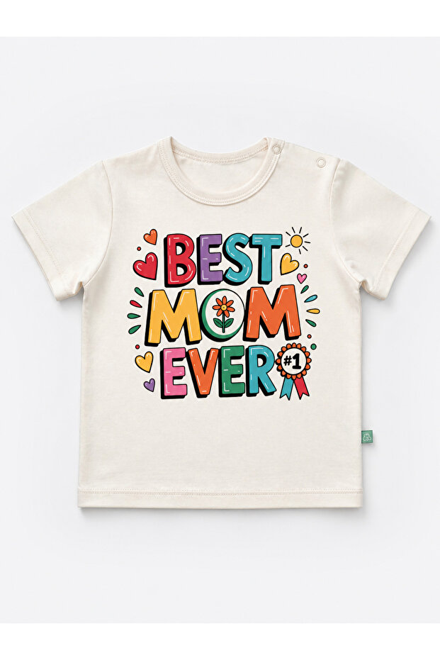 Organic Best Mom Ever Kids T-Shirt Ecru