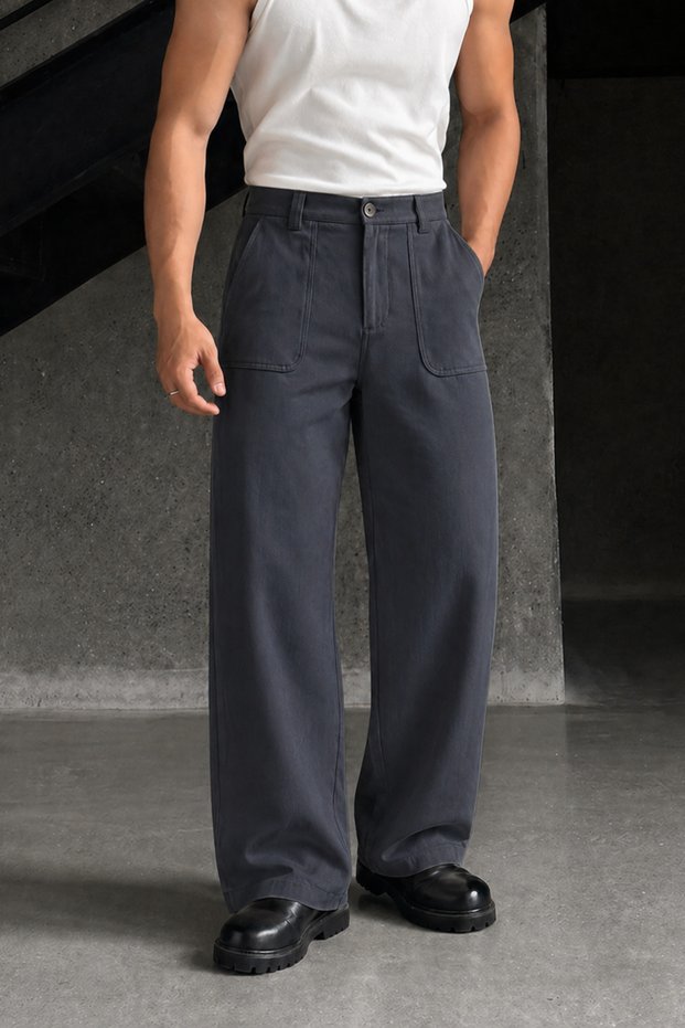 Men's Baggy Fit Old Money Pocket Detailed Trousers