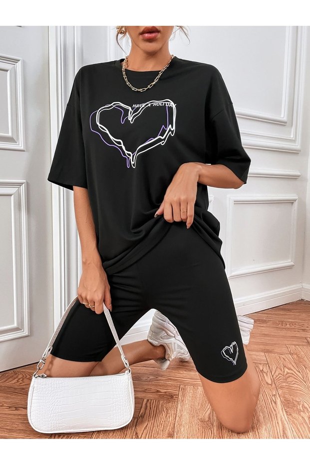Silatrend Unisex Oversize Shorts Set Short Sleeve T-Shirt Comfortable Fit Summer Casual Sports