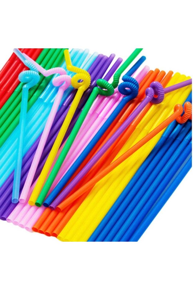 Colored Drinking Straws Gelatinous Disposable 100 Pieces