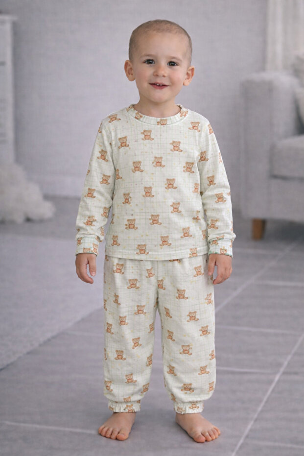 2-13 Years Old Boys' Pajama Set Unisex 100% Cotton Combed Cotton Elastic Sleeves and Cuffs Comfortable Fit Baby Set Pajamas