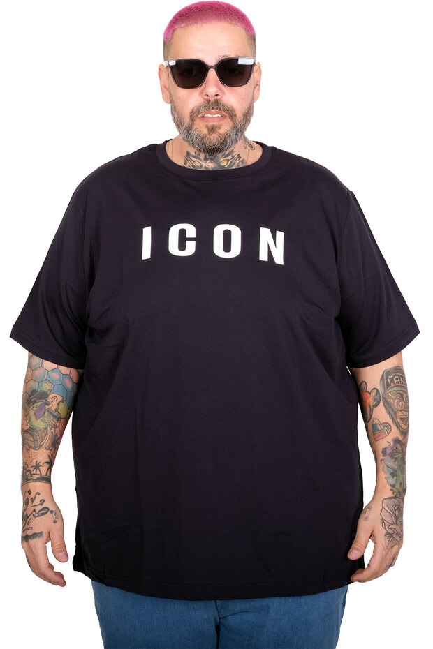 تي شيرت موديل XL كبير الحجم Icon U26107 باللون الأزرق الداكن
