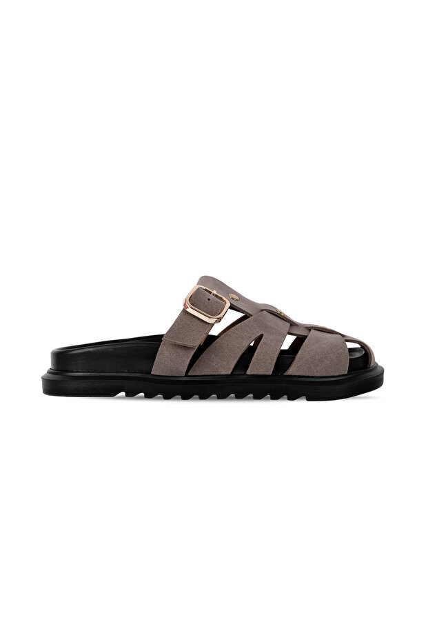 Patry Women's Cage Detailed Belt Buckled Adjustable Slipper B4439