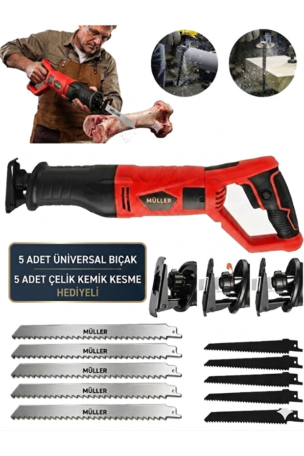 Pro Müller Alman Xr 9000 6 Kademe Devir Ayarli Bakir Sargili Kemik Kesme Tilki Kuyruğu Testere Makinesi 10 Bıçak Hediyeli