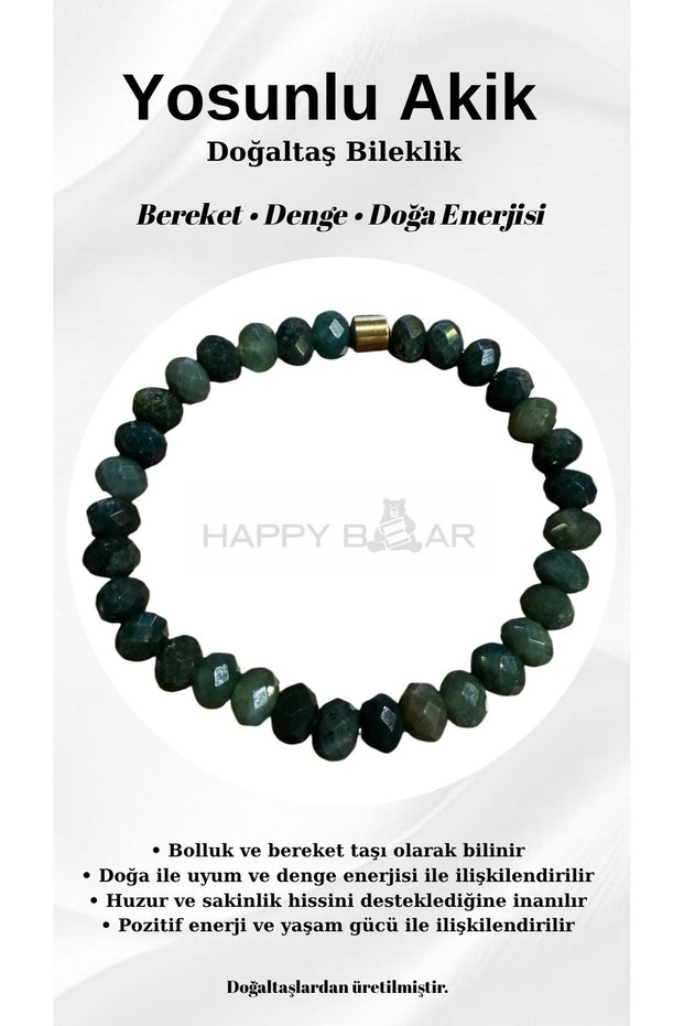Moss Agate Natural Stone Bracelet 8 mm Faceted Cut – Stone of Abundance and Balance