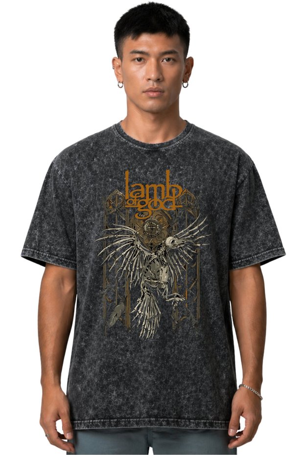 Lamb of God Rock Metal Music Band Pre-Printed Unisex Oversize Vintage Washed T-Shirt