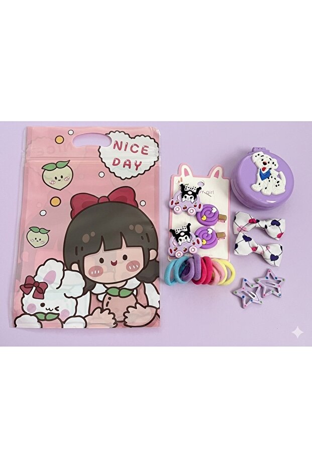 Nice Day Girl's Hair Accessory Set Boxed Hairpin Rubber Bow Comb Gift Set
