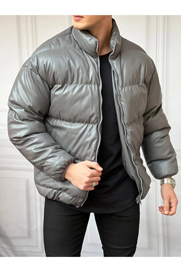 Inflatable Oversize High Quality Leather Coat - 1