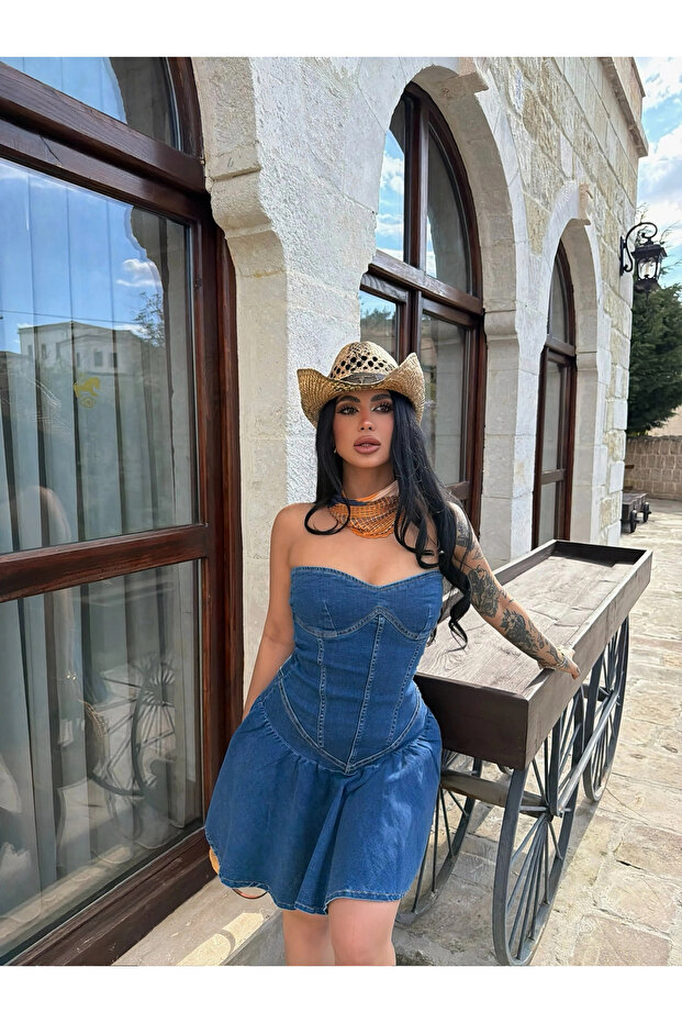 Strapless Denim Bell Dress