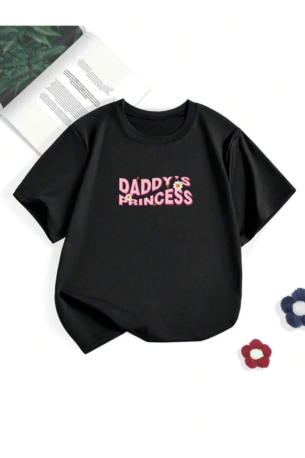 Daddy's Princess Printed Crew Neck 100% Cotton Short Sleeve Kids and Teenagers T-Shirt