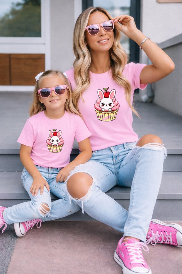 Mother-Daughter Matching Oversize T-Shirt 100% Cotton Printed Comfortable Fit Twin T-Shirt (Single Price)