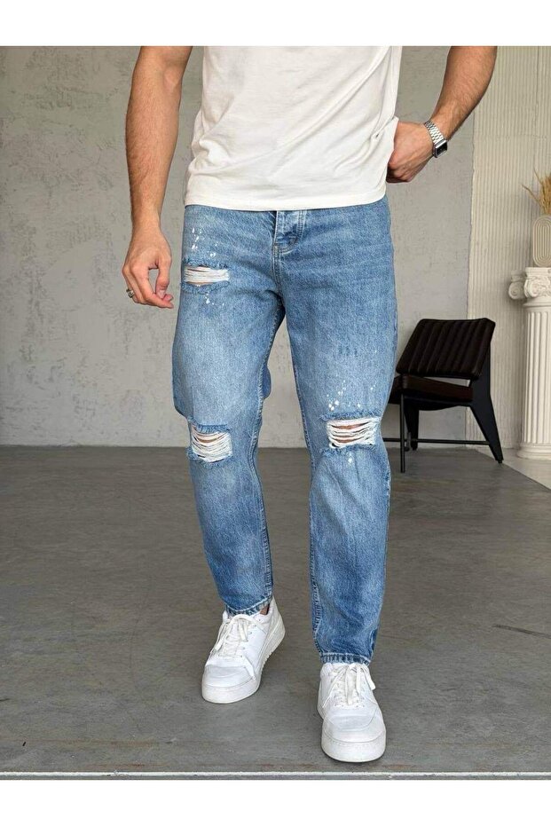 Men's Boyfriend Faded Premium Jean Denim Trousers with Dye Effect