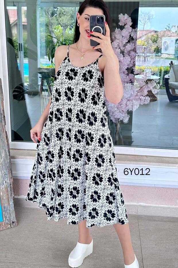 Viscose Dress with Rope Straps 6Y012