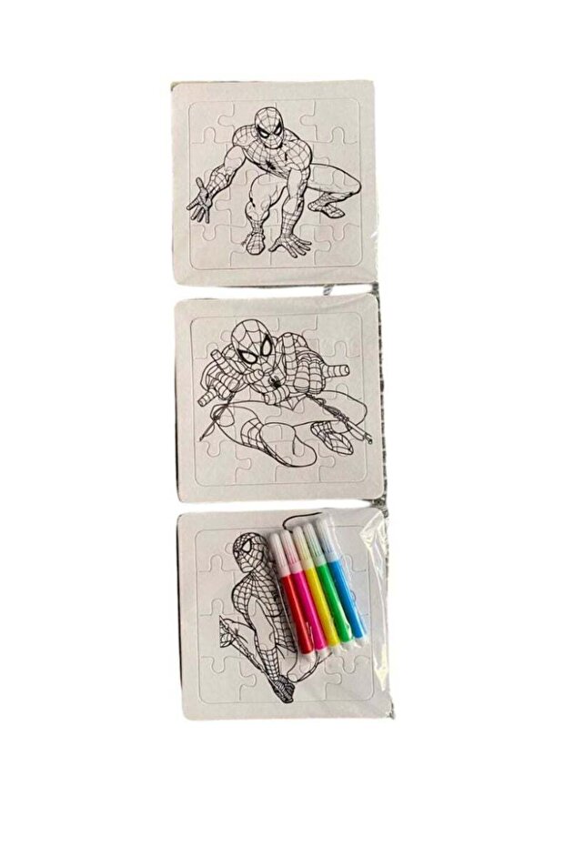 SPIDERMAN 3 pcs coloring jigsaw puzzle with markers