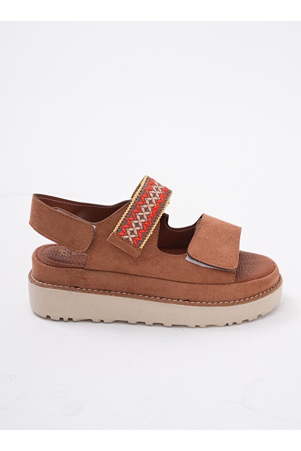 Ethnic Detailed Tan Daily Comfort Sandals Thick Sole