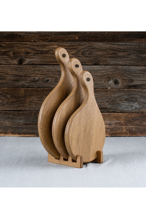 3-Piece Wooden Cutting & Presentation Board Set – Handmade Serving Board (Stand Not Included)