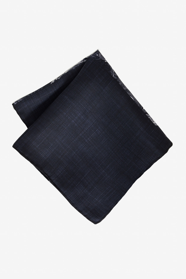 Men's Black Patterned Silk Handkerchief