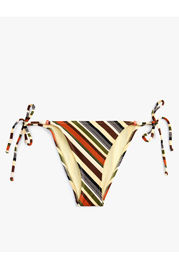 Halter Neck Striped Triangle Bikini Top - 3