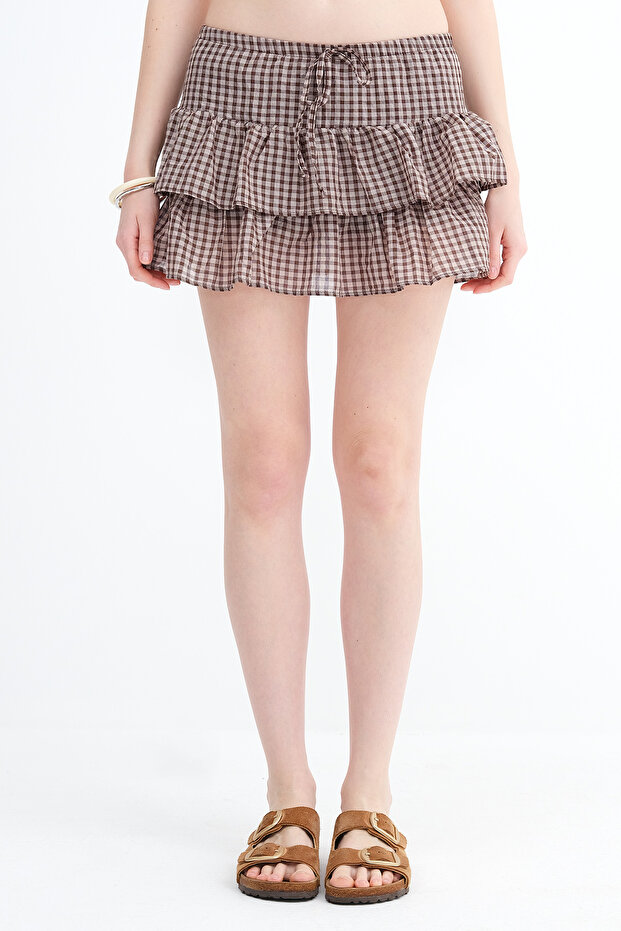 Gingham Mini Skirt E18316 - 5