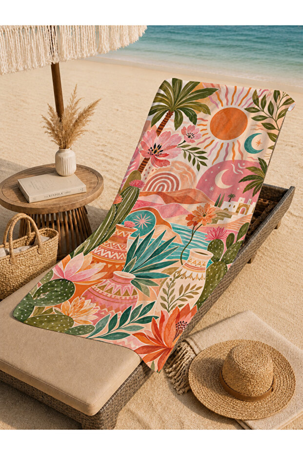 Ethnic Terracotta Ground Boho Patterned Beach Towel