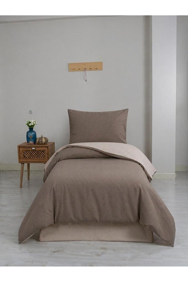 Silente Single Duvet Cover Set Brown - Cream