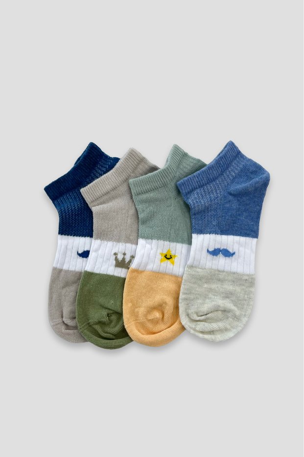 4 Pairs of Summer Cotton Boys' and Baby Booties Socks