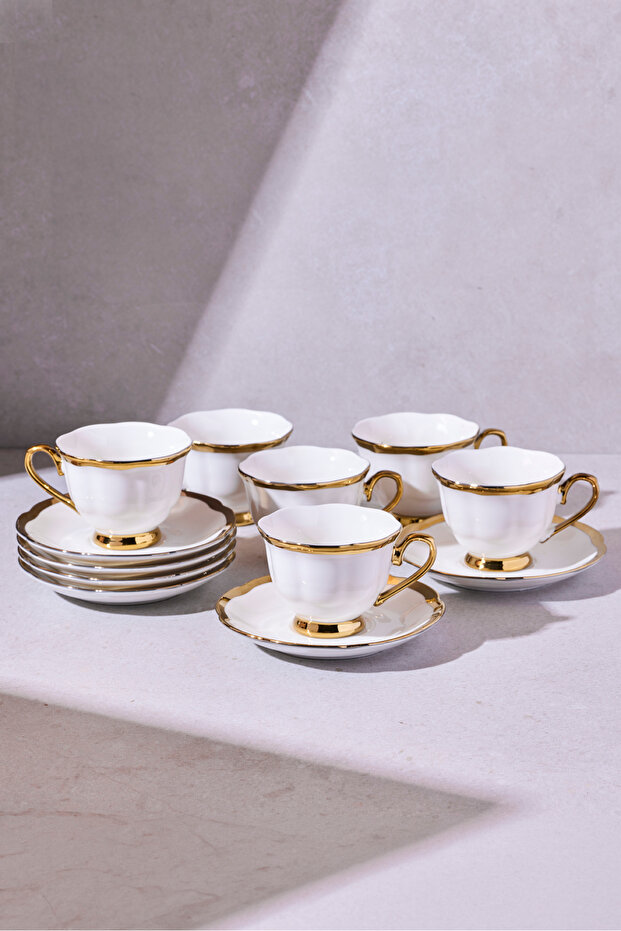 Cihangir Gold Porcelain 6-Person Coffee Cup 90ml