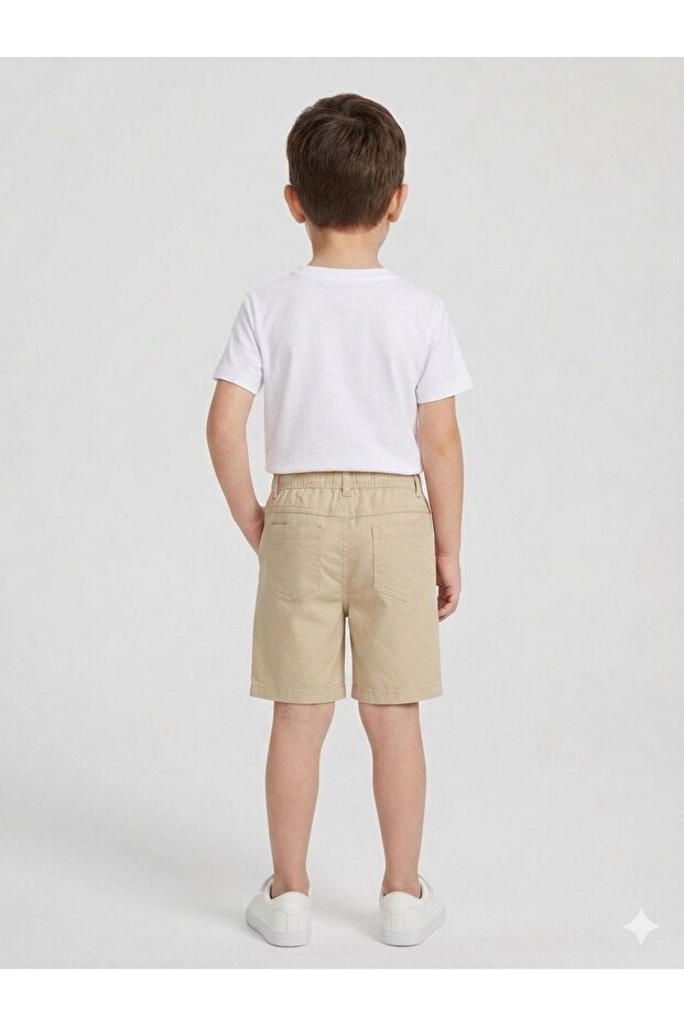 Boys' Summer Bermuda Shorts Elastic Waist Lace-Up Cotton Comfortable Fit Daily Use