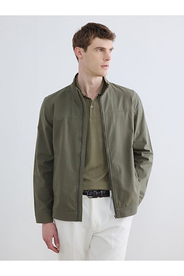 Lcwaikiki Classic Khaki Stand Collar Men's Jacket