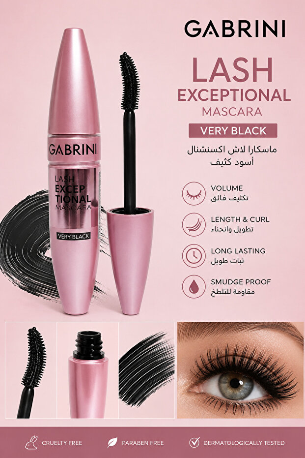 Lash Exceptional Mascara Very Black – Waterproof Long Lasting Volume & Curl Mascara