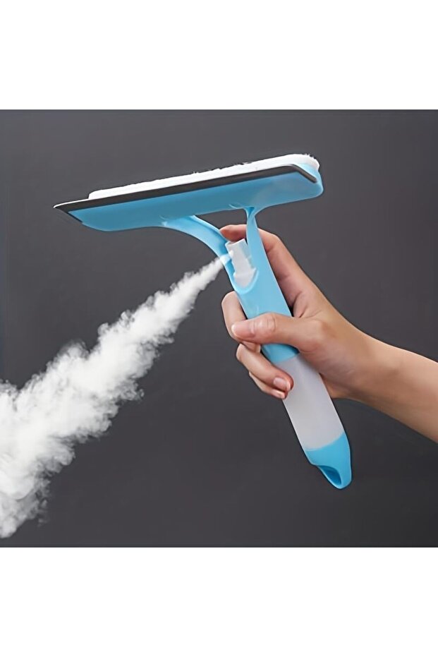 3in-1 Window & Mirror Cleaner Tool with Sprayer - Removable Microfiber Cloth, Compact 26cm Lightweight Squeegee for Home
