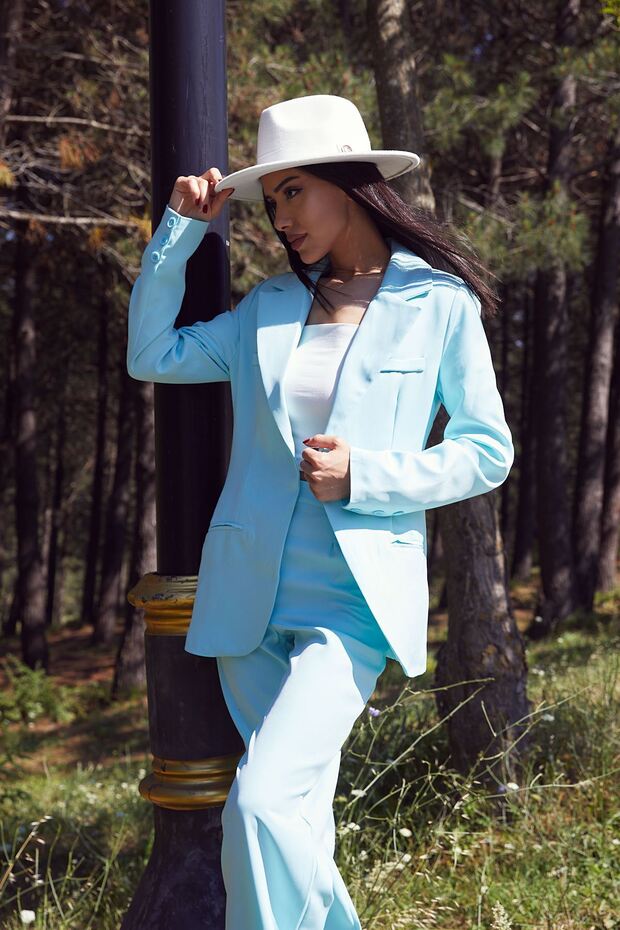 Retro Palazzo Jacket-Turquoise