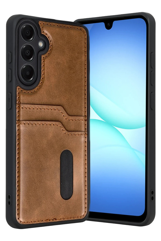 Ilkeshop New Galaxy A17 5g Sara Leather Case with Business Card Holder (140845) - Tan