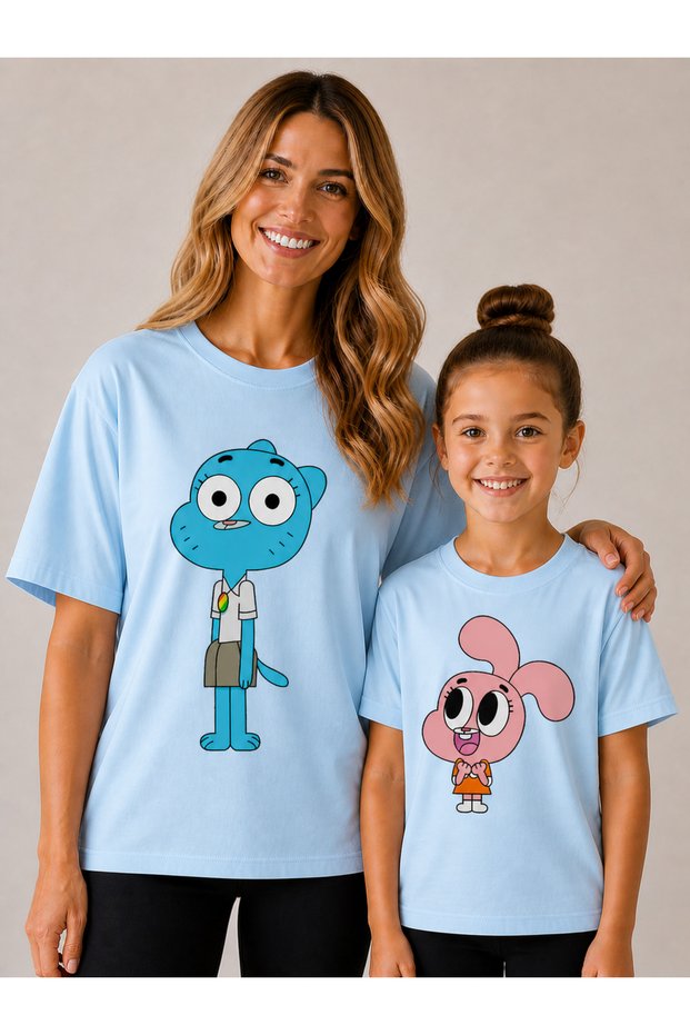 Mother Child Oversize T-Shirt Combination Twin T-Shirt 100% Cotton Comfortable Fit (Sold as a Single Item)
