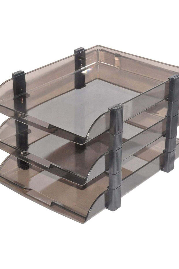 FSOT-5033 Flexible Stacker File Tray – 3-Tier, Smoky 38*25*22 cm