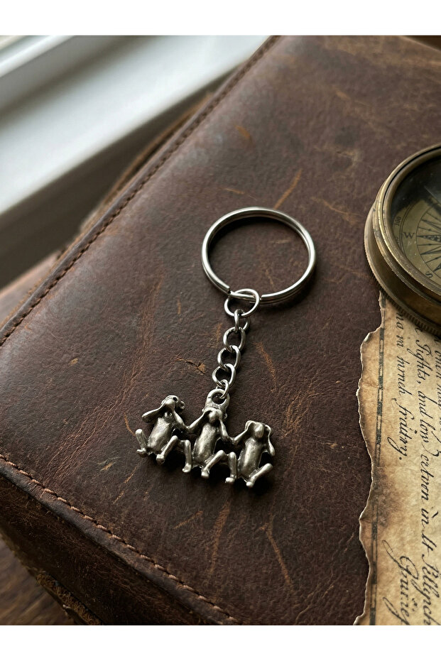 Three Monkeys Modern Masculine Design Men's Keychain