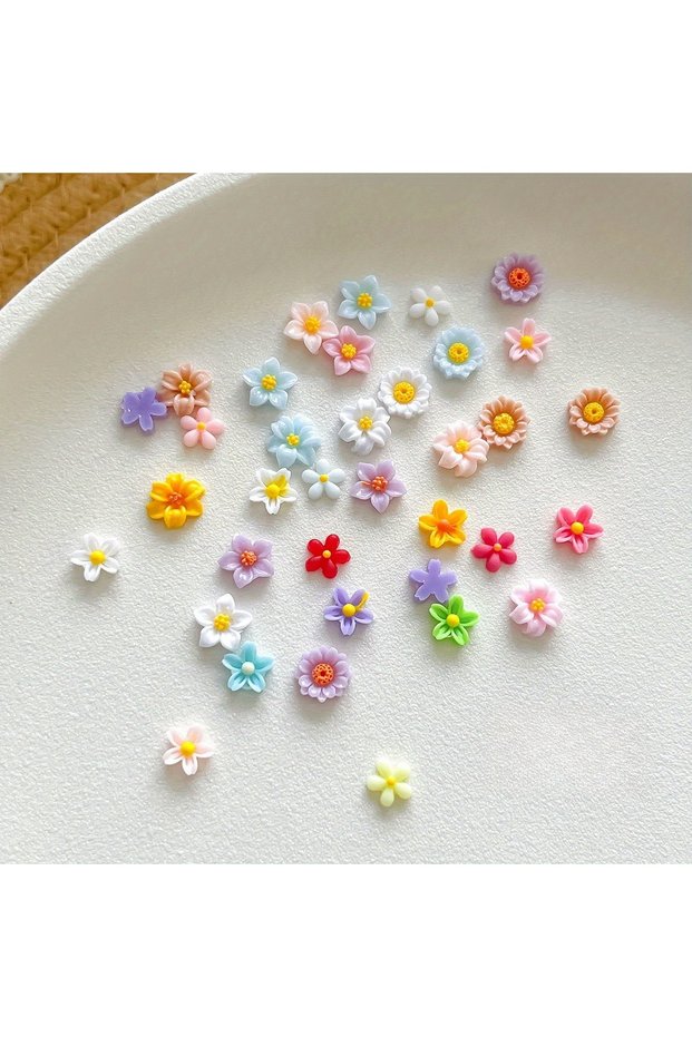 50Pcs Mix 50/100Pcs, daisy, five-petal flower, cartoon lovely flower, DIY, nail accessories, phone c