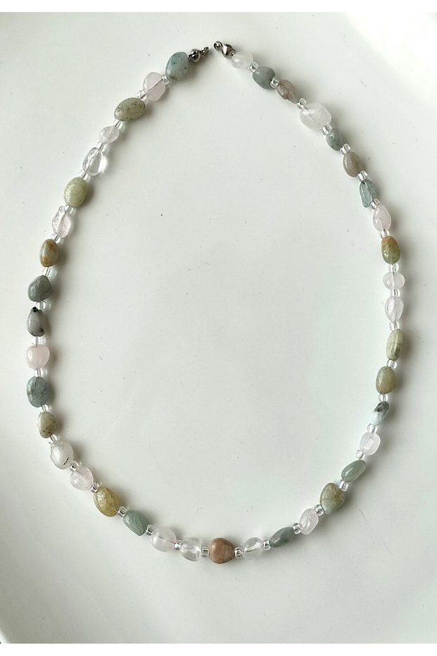 Certified Amorphous Morganite Natural Stone Necklace