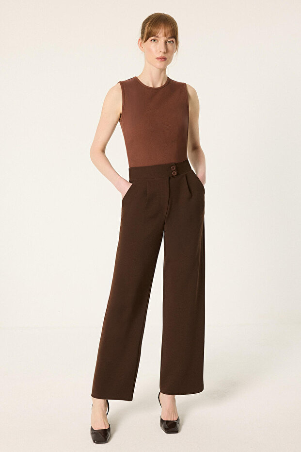 Double Button Crepe Pants