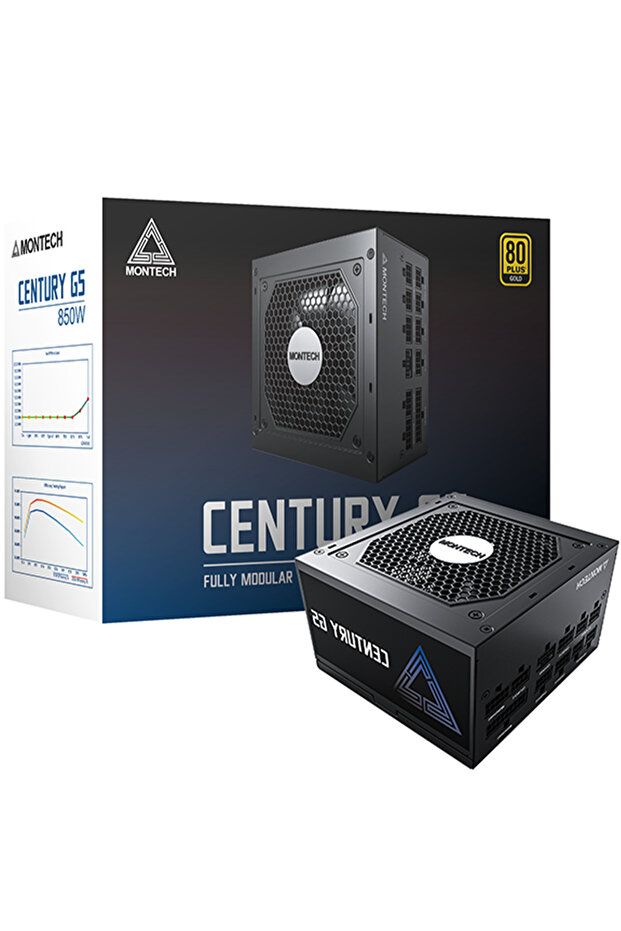 مزود طاقة CENTURY G5 850W، 80 Plus Gold ATX3.0 كامل التجهيزات وقابل للتعديل