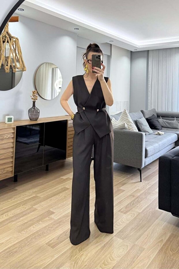 طقم سترة ميريفا باللون البني الحارق