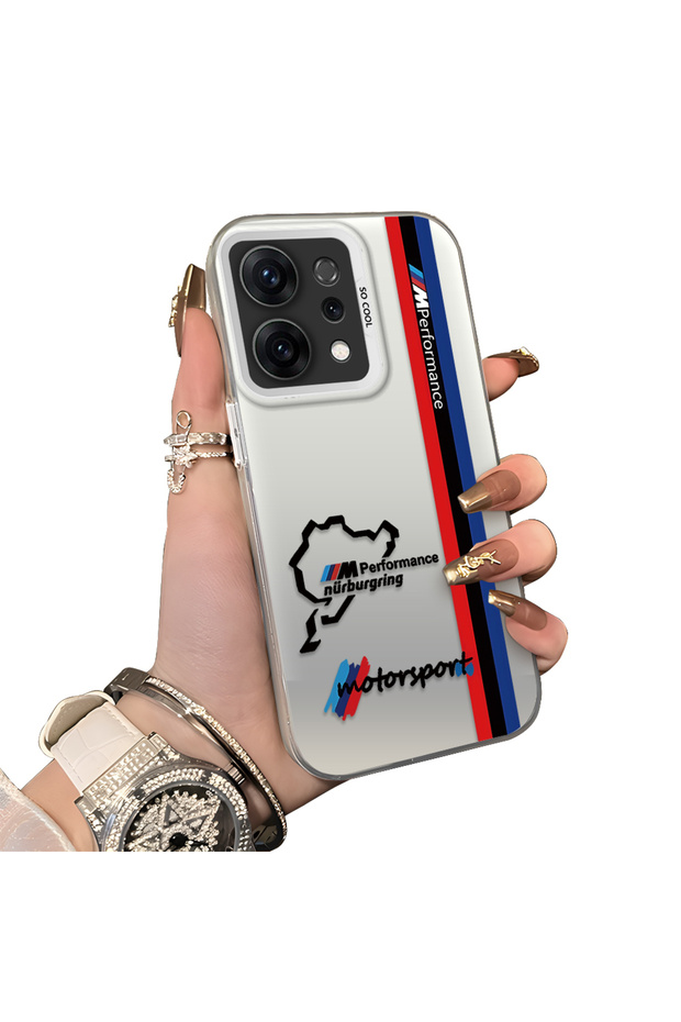Oppo Reno 14 5g Compatible Silicone Edge Hard Back Anti-Fall Phone Case Bmw Patterned