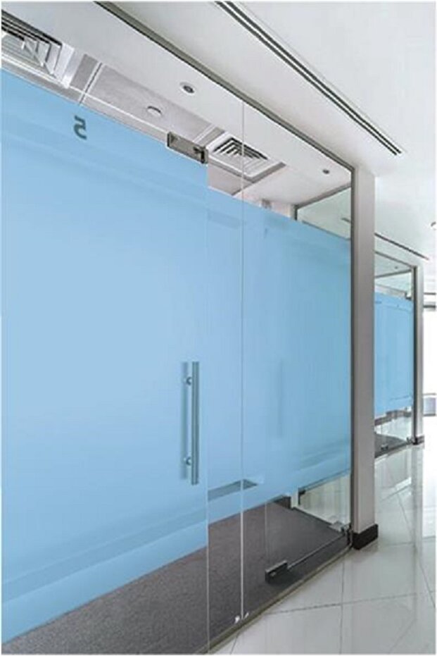 Light Blue Glass Sandblasting 61 cm X 1 Mt