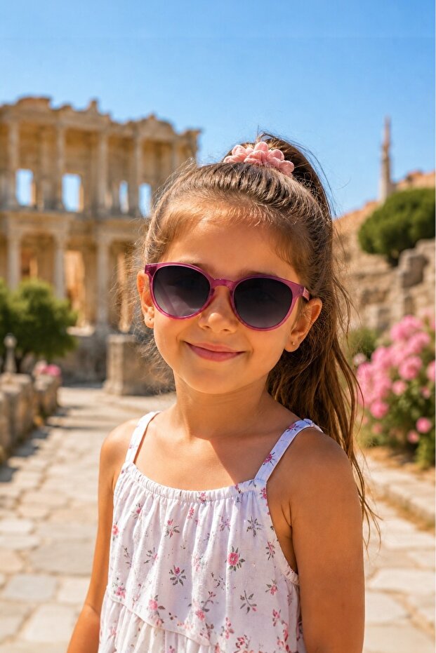 Girl's Uv400 Filter Protection Pink Frame Gradient Glass New Season Sunglasses