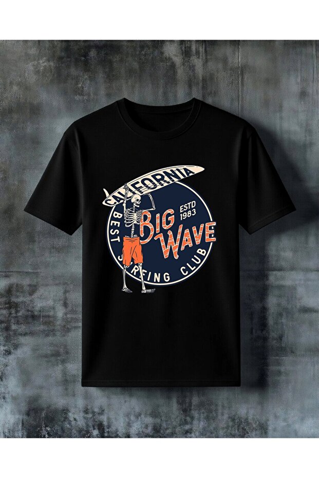 Big Wave California Surfing Printed Oversize T-Shirt
