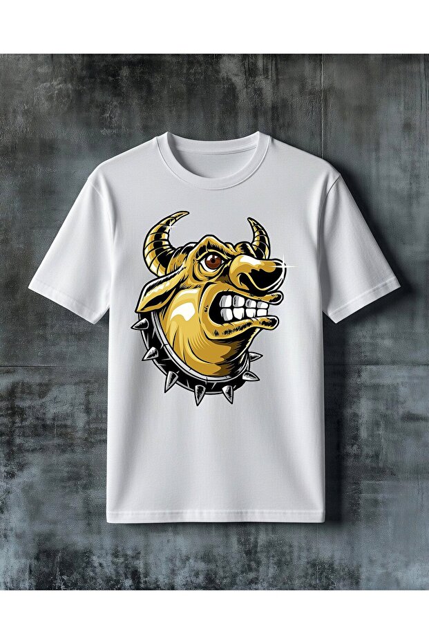 Horn Aggressive Head Printed Oversize T-Shirt