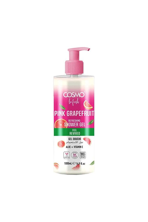 Be Fresh Pink Grapefruit Shower Gel with Aloe Vera & Vitamin E 1000ml, Refreshing Citrus Body Wash