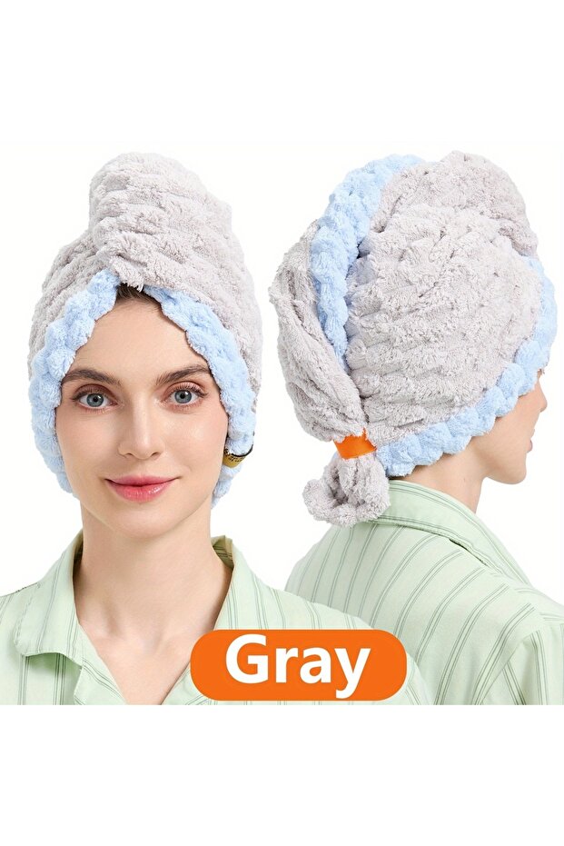 GRAY 1pc Women's Plus Large Quick Drying Absorbent Towel - Super Absorbent, Thick and Soft, Suitable