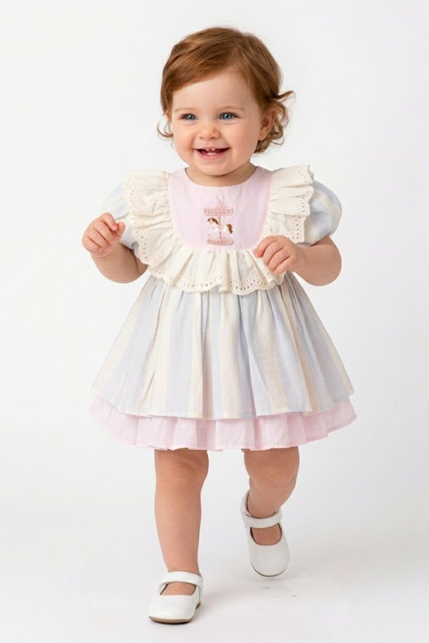 Baby Girl Birthday Party Wedding Dress Short Sleeve Robe Embroidered Lace Lined